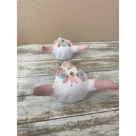 Set of 2 Vintage Ceramic Bull Skull Wall Decor Pair Southwestern Boho Pastel - Picture 8 of 10